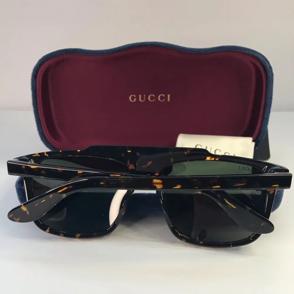 New - Authentic GUCCI GG1039S 002 sunglass dark havana frame green light mirror
